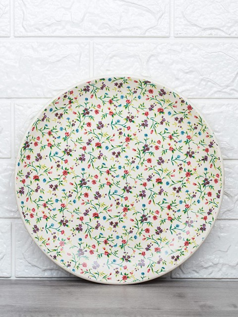 

Femora Set Of 4 White Printed Oval Ceramic Dinning Plate