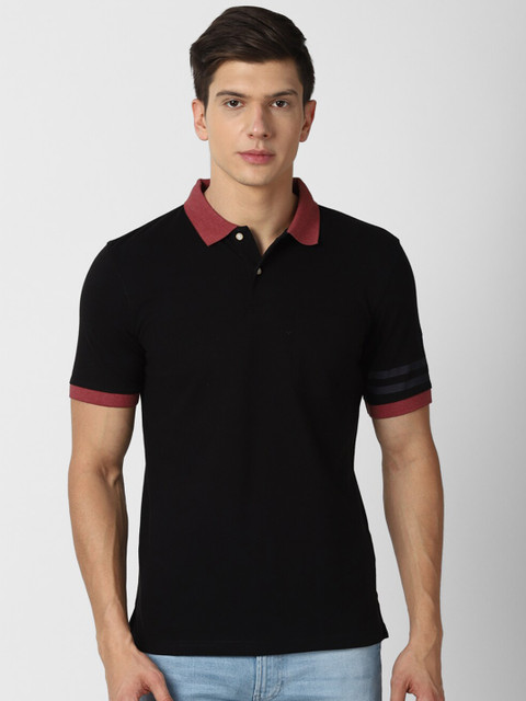 

Peter England Casuals Men Black Polo Collar Applique T-shirt