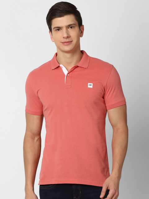 

Peter England Casuals Men Pink Polo Collar Applique Slim Fit T-shirt