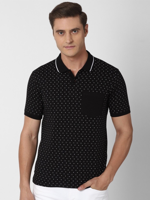 

Peter England Casuals Men Black Printed Polo Collar T-shirt