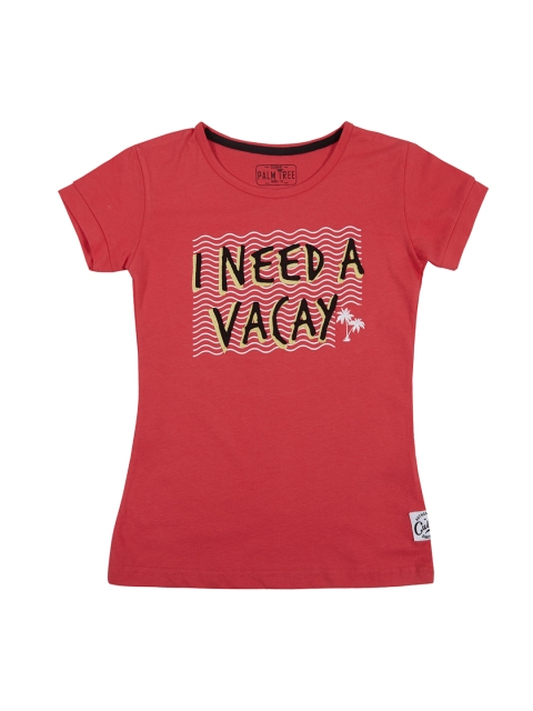 

Palm Tree Girls Red Printed Round Neck T-shirt