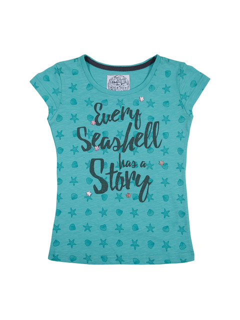 

Palm Tree Girls Blue Printed Top