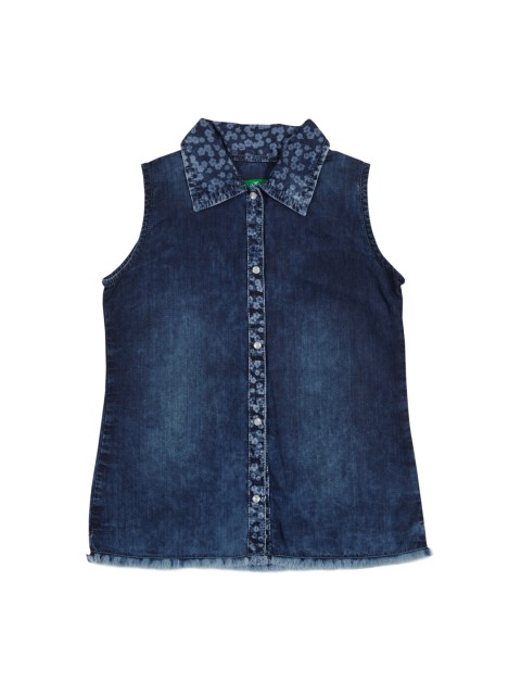 

Palm Tree Girls Blue Faded Casual Shirt