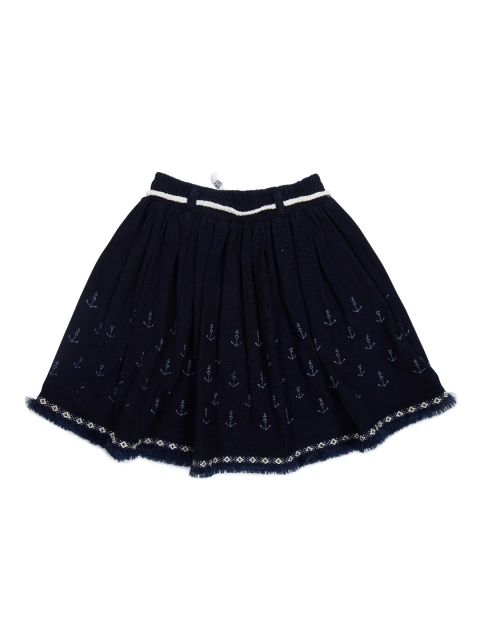 

Palm Tree Girls Navy Printed Flared Skirt, Navy blue