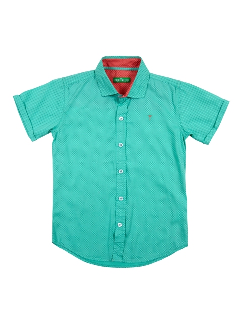 

Palm Tree Boys Turquoise Blue Printed Casual Shirt