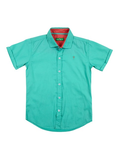 

Palm Tree Boys Turquoise Blue Printed Casual Shirt