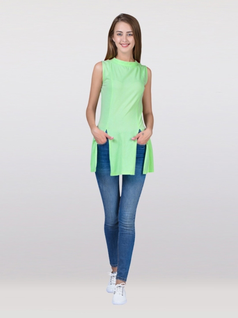 

The Label Bar Green Longline Cut Out Top