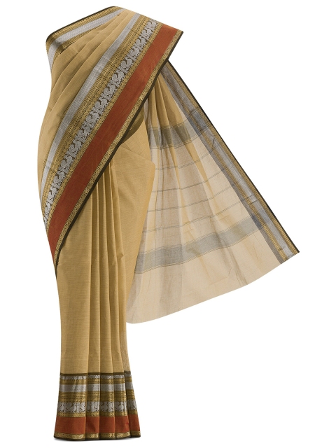 

Nalli Brown & Silver-Toned Pure Cotton Kovai Saree