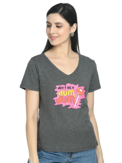 

DOLSU Women Grey & Pink Print Top