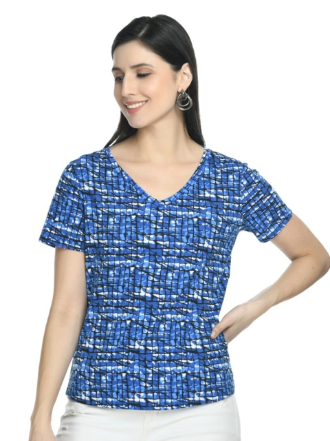 

DOLSU Women Blue Printed Casual Top