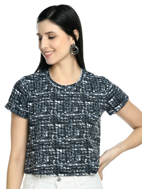 

DOLSU Black Print Crop Top