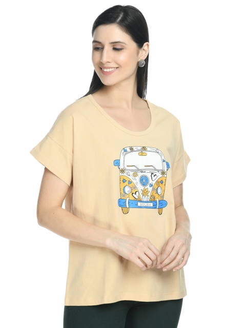 

DOLSU Women Beige Print Extended Sleeves Top