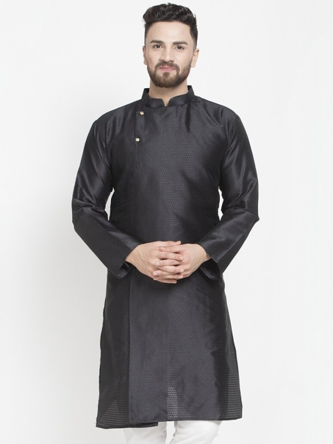 

Benstoke Men Black Solid Angrakha Kurta