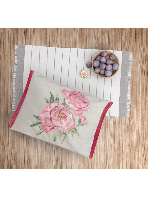 

SHADES of LIFE Beige & Pink Pack of 2 Floral Rectangle Cushion Covers