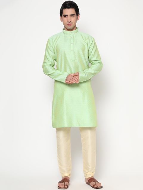 

Phenav Men Lime Green Thread Work Kurta