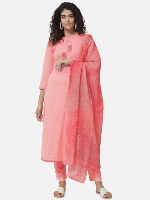 

Jansi Pink Embroidered Unstitched Dress Material
