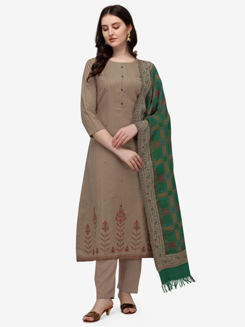 

Jansi Beige & Green Embroidered Unstitched Dress Material