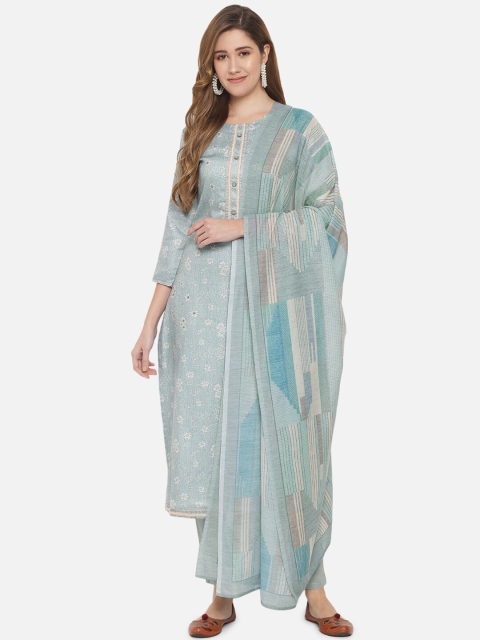 

Jansi Blue & White Printed Satin Unstitched Dress Material