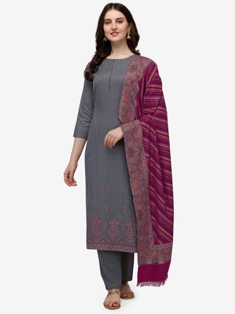 

Jansi Grey & Mauve Embroidered Unstitched Dress Material