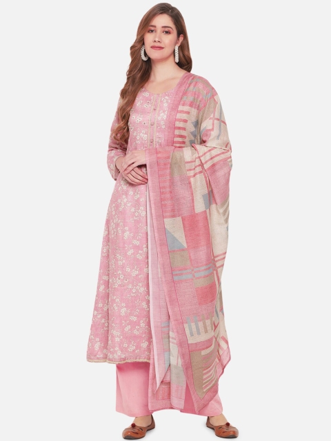 

Jansi Pink & White Printed Satin Unstitched Dress Material