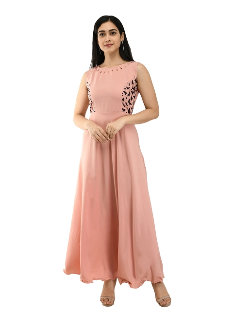 

IQRA FASHION Women Peach-Coloured Crepe Maxi Dress