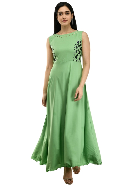 

IQRA FASHION Green Crepe Formal Maxi Dress
