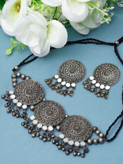 

Urmika Oxidized Silver-Toned Beaded Jewellery Set