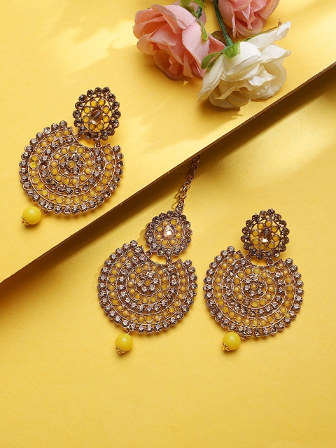 

STEORRA JEWELS Yellow Contemporary Chandbalis Earrings