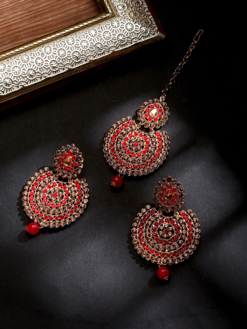 

STEORRA JEWELS Red Contemporary Drop Earrings