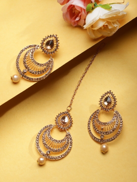 

STEORRA JEWELS Gold-Toned Contemporary Drop Earrings