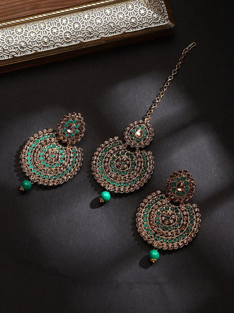 

STEORRA JEWELS Green Contemporary Drop Earrings