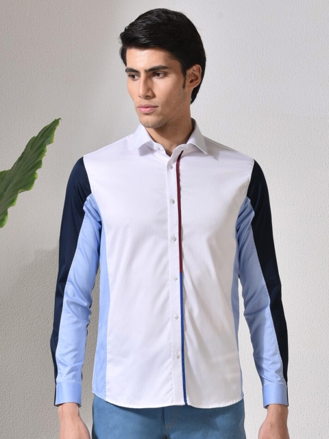

ABKASA Men Multicoloured Sharp Slim Fit Colourblocked Cotton Casual Shirt, Multi