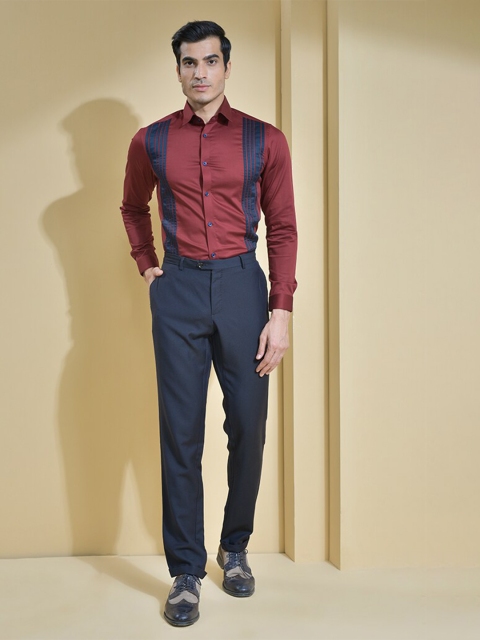 

ABKASA Men Maroon Sharp Slim Fit Cotton Casual Shirt