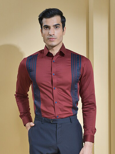 

ABKASA Men Maroon Sharp Slim Fit Formal Shirt