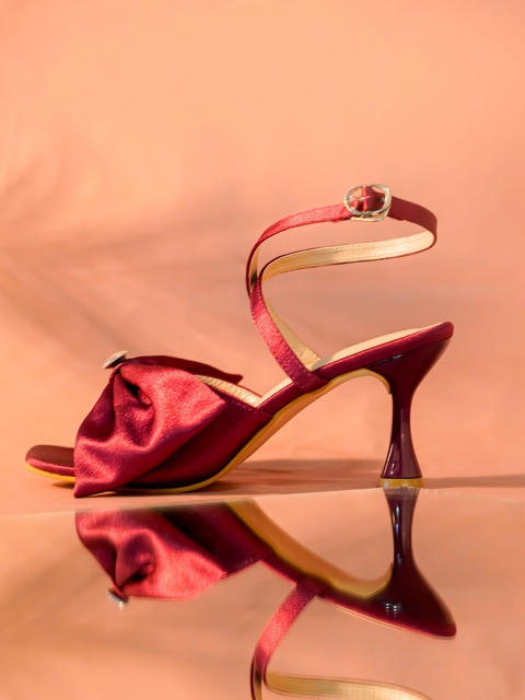

Sole House Maroon Embellished PU Party Peep Toes with Buckles