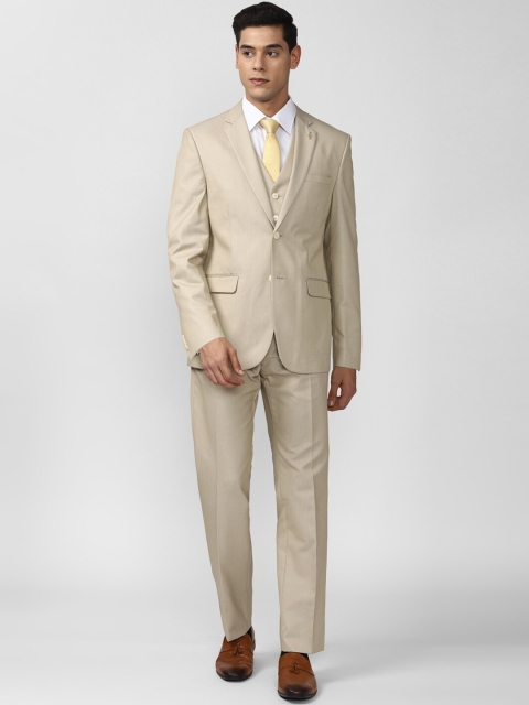 

Van Heusen Men Beige Solid Single-Breasted 3-Piece Slim-Fit Formal Suits