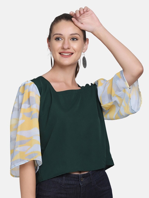 

SAKIA Women Green Solid Top