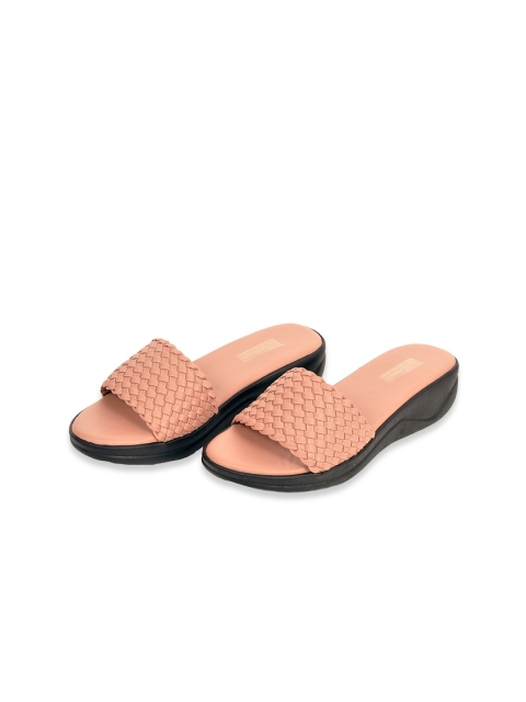 

Glowsy1 Women Peach-Coloured & Black Textured Synthetic Comfort Sandals