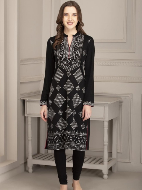 

Lakshita Women Charcoal Bandhani Printed Kurta