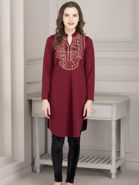 

Lakshita Women Red Embroidered Thread Work Kurta