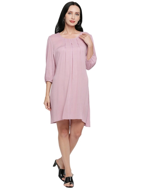 

ZINNIA Women Pink Solid A-Line Dress