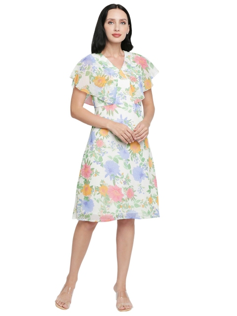 

ZINNIA White Floral A-Line Dress
