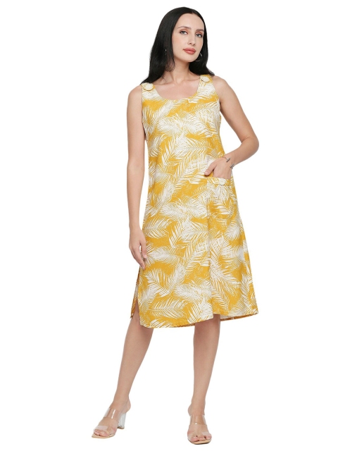 

ZINNIA Women Yellow Tropical A-Line Dress