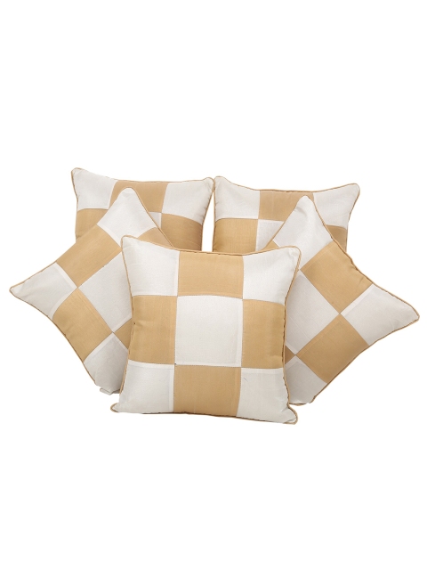 

Clasiko Beige & White Set of 5 Checked Square Cushion Covers