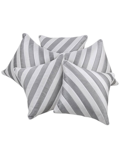

Clasiko Grey & White Set of 5 Striped Square Cushion Covers