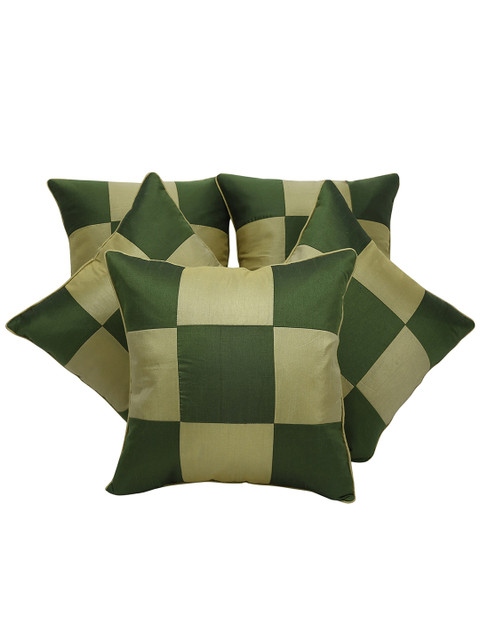 

Clasiko Green & Beige Pack of 5 Checked Square Cushion Covers