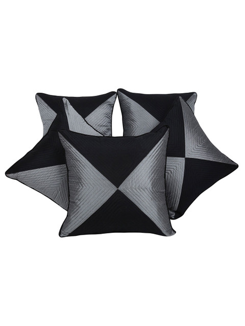 

Clasiko Black & Grey Set of 5 Striped Square Cushion Covers
