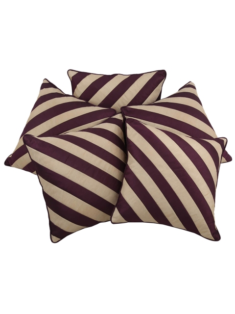 

Clasiko Brown & Beige Pack of 5 Striped Square Cushion Covers