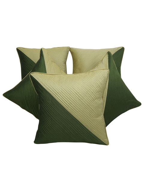 

Clasiko Green Set of 5 Striped Square Cushion Covers