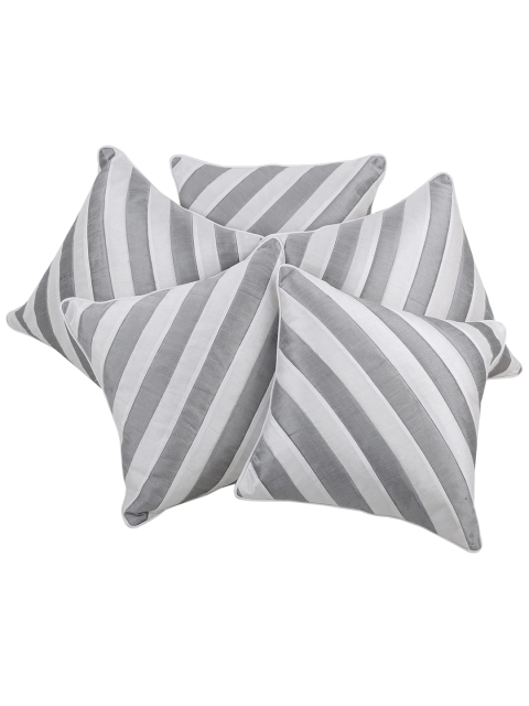 

Clasiko Grey & White Set of 5 Striped Square Cushion Covers